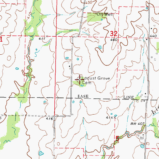 Topographic Map of Locust Grove Cemetery, IL
