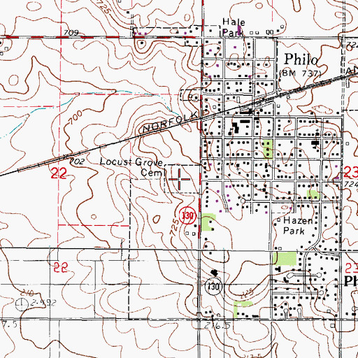 Topographic Map of Locust Grove Cemetery, IL