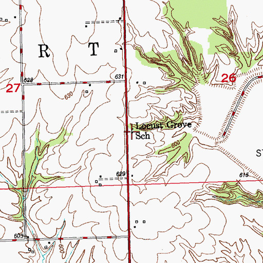 Topographic Map of Locust Grove School (historical), IL