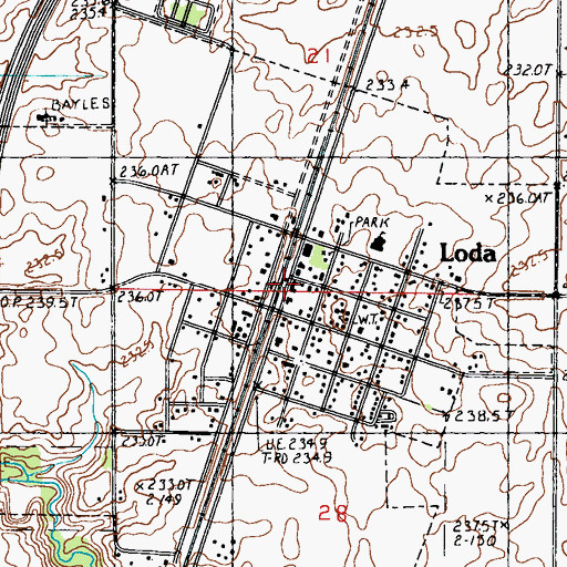 Topographic Map of Loda, IL