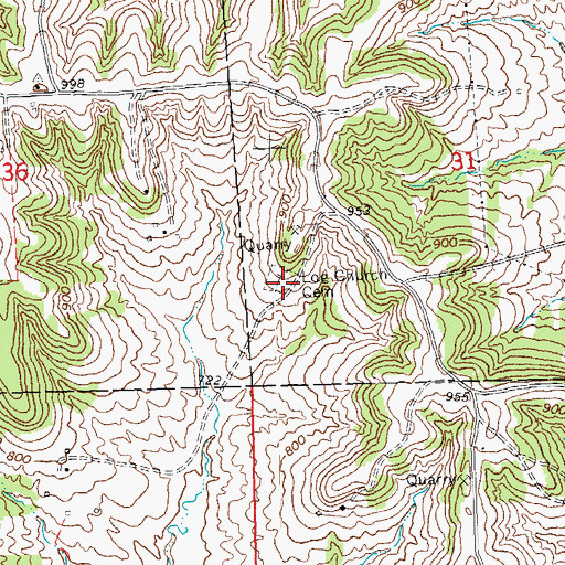 Topographic Map of Log Church Cemetery, IL