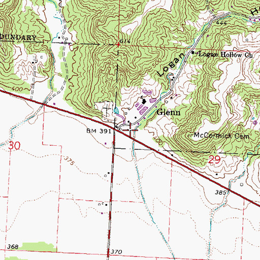 Topographic Map of Logan Hollow, IL