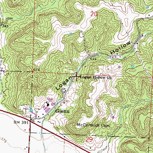 Topographic Map of Logan Hollow Church, IL