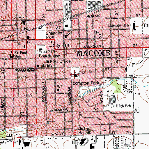 Topographic Map of Logan Elementary School, IL