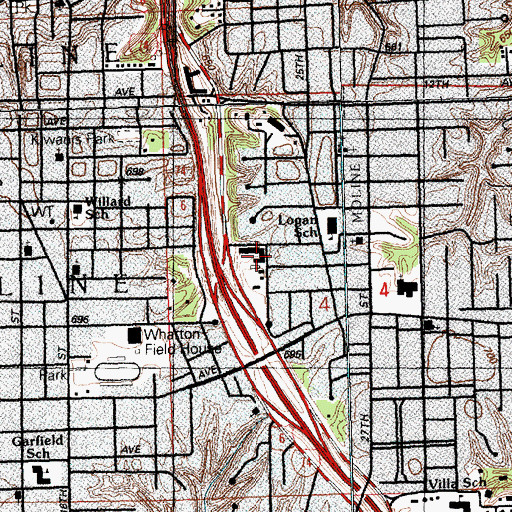 Topographic Map of Logan Elementary School, IL