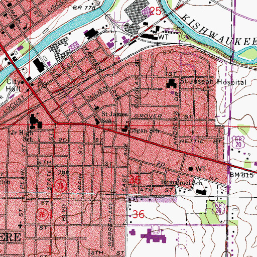 Topographic Map of Logan Elementary School, IL