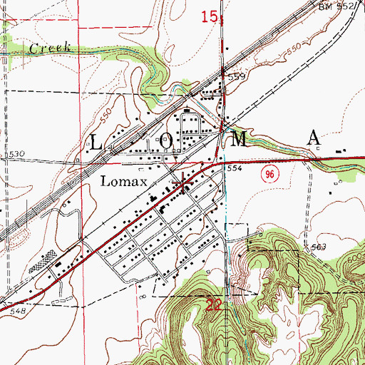 Topographic Map of Lomax, IL