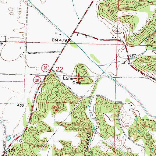 Topographic Map of Lone Hill Cemetery, IL