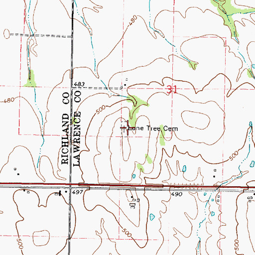 Topographic Map of Lone Tree Cemetery, IL