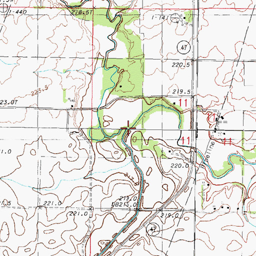 Topographic Map of Lone Tree Creek, IL