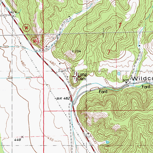 Topographic Map of Long Cemetery, IL