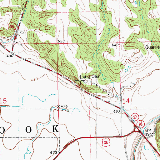 Topographic Map of Long Cemetery, IL