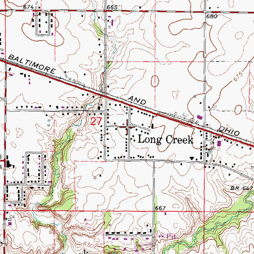 Topographic Map of Long Creek, IL