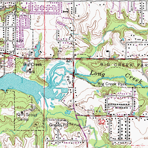 Topographic Map of Long Creek, IL