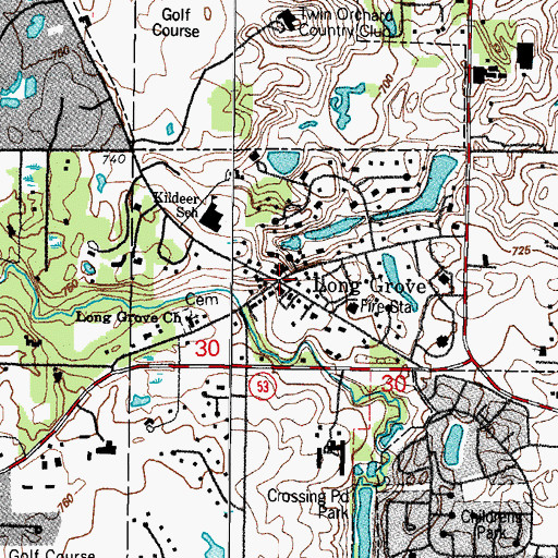 Topographic Map of Long Grove, IL