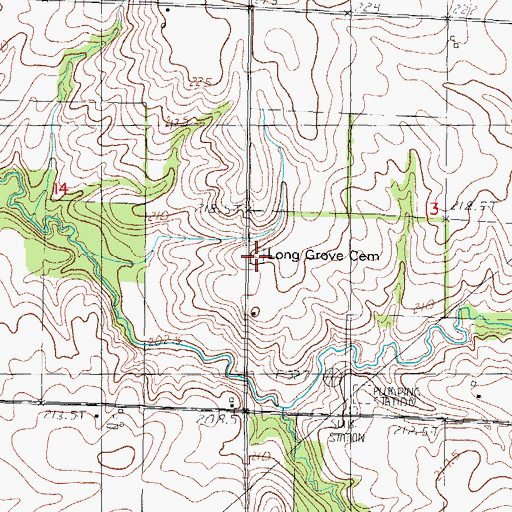 Topographic Map of Long Grove Cemetery, IL