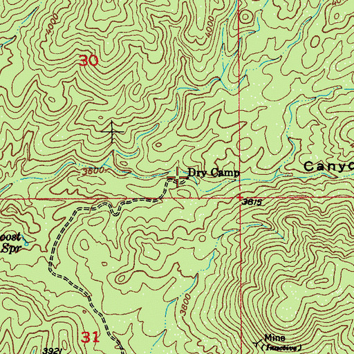 Topographic Map of Dry Camp, AZ