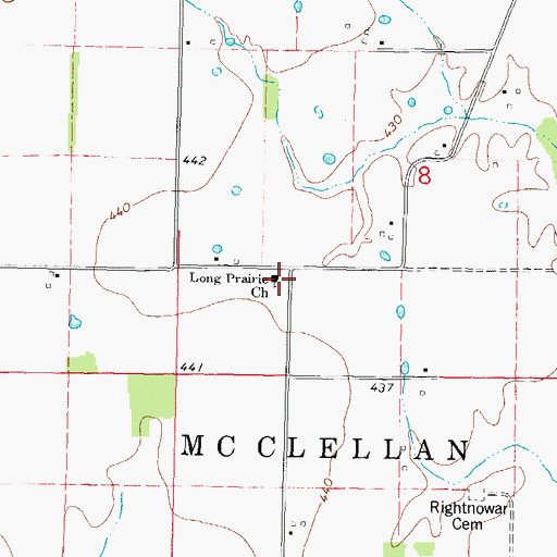 Topographic Map of Long Prairie Church, IL