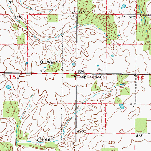 Topographic Map of Long Prairie Primitive Baptist Church, IL