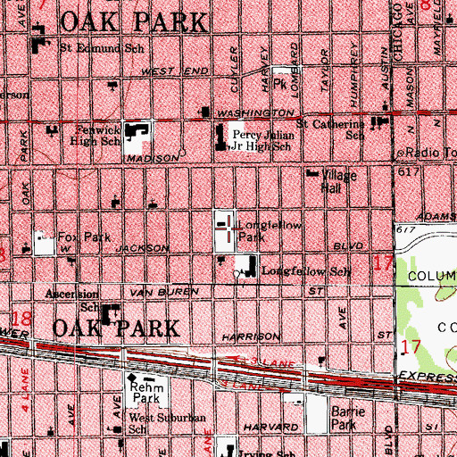 Topographic Map of Longfellow Park, IL