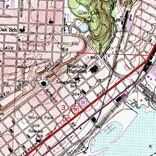 Topographic Map of Longfellow School, IL