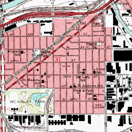 Topographic Map of Longfellow School, IL