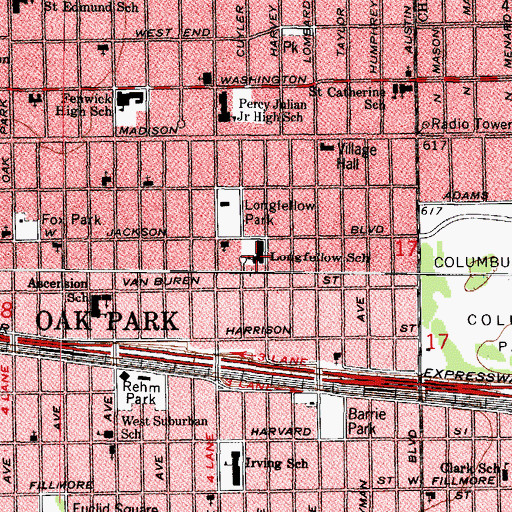 Topographic Map of Longfellow School, IL