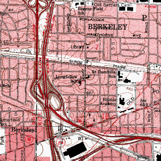 Topographic Map of Longfellow School, IL