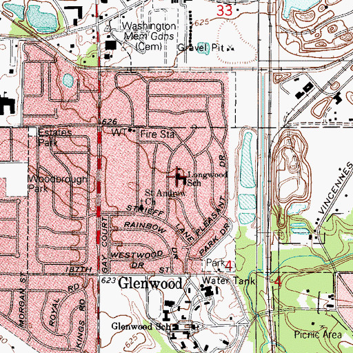 Topographic Map of Longwood Elementary School, IL