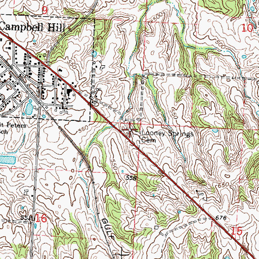 Topographic Map of Looney Springs Cemetery, IL