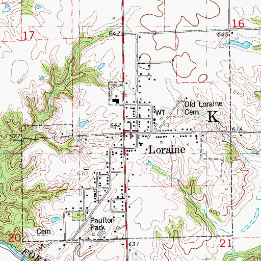 Topographic Map of Loraine, IL
