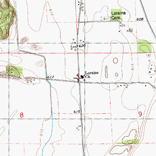 Topographic Map of Loraine School (historical), IL