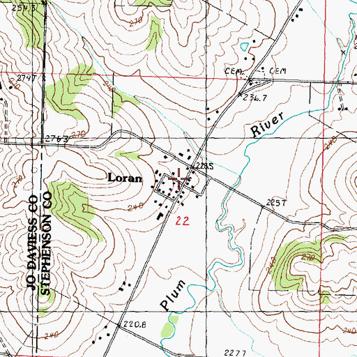 Topographic Map of Loran, IL