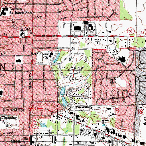 Topographic Map of Lords Park, IL
