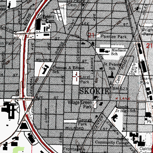 Topographic Map of Lorel Park, IL
