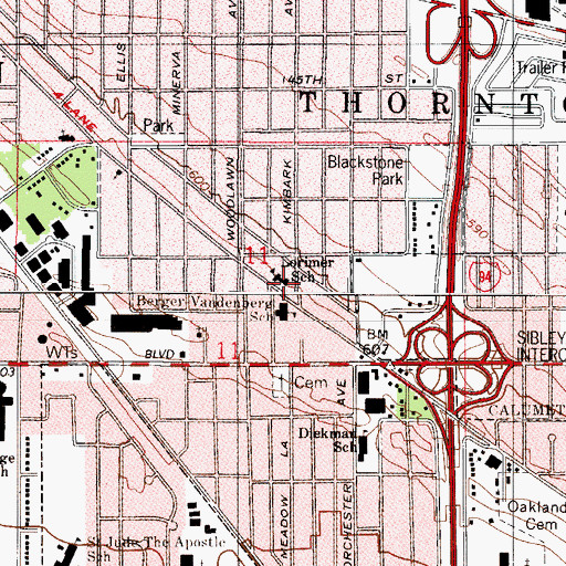 Topographic Map of Lorimer School, IL