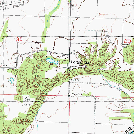 Topographic Map of Lorton Church (historical), IL