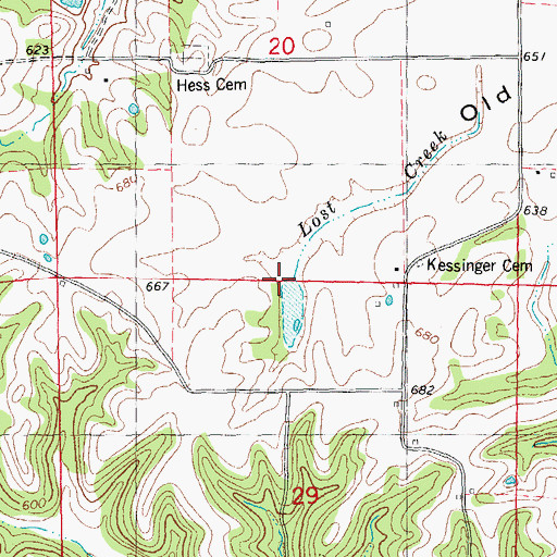 Topographic Map of Lost Creek, IL