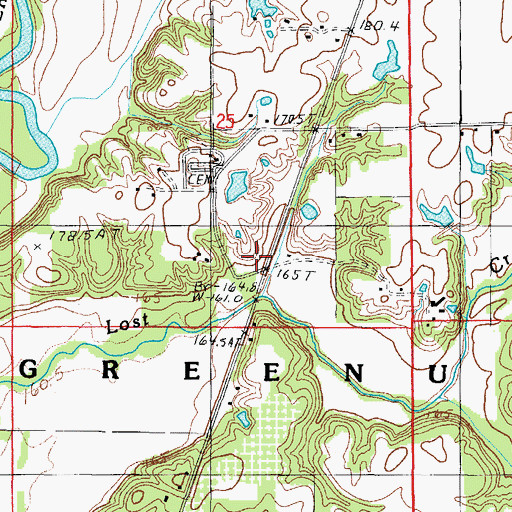 Topographic Map of Lost Creek School (historical), IL