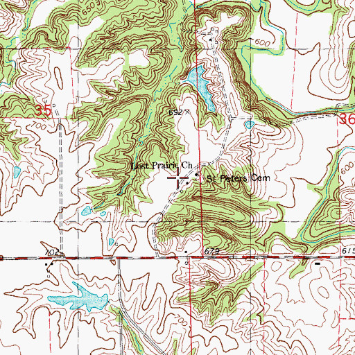 Topographic Map of Lost Prairie Church, IL