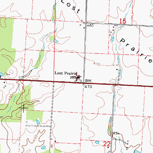 Topographic Map of Lost Prairie School, IL