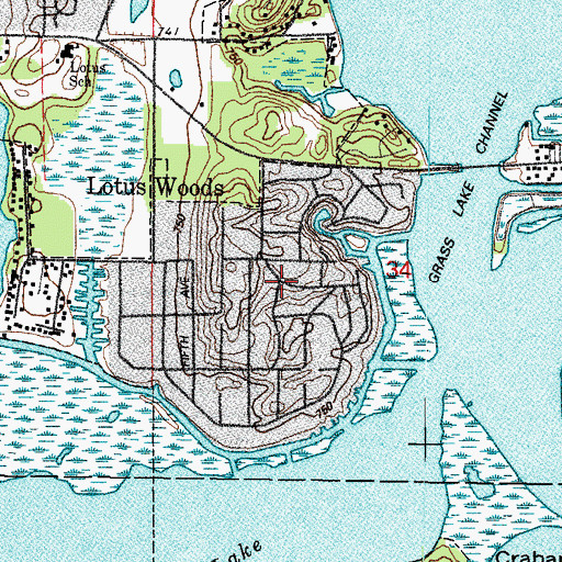 Topographic Map of Lotus Woods, IL