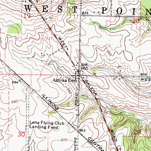 Topographic Map of Louisa Cemetery, IL