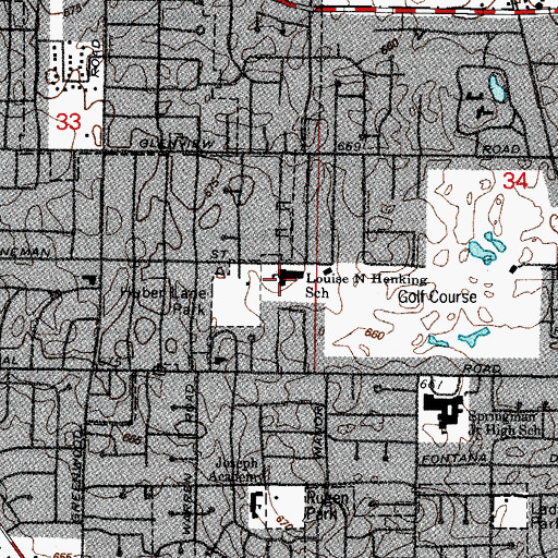 Topographic Map of Louise N Henking School, IL