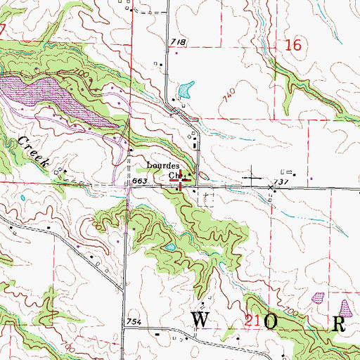 Topographic Map of Lourdes Church, IL