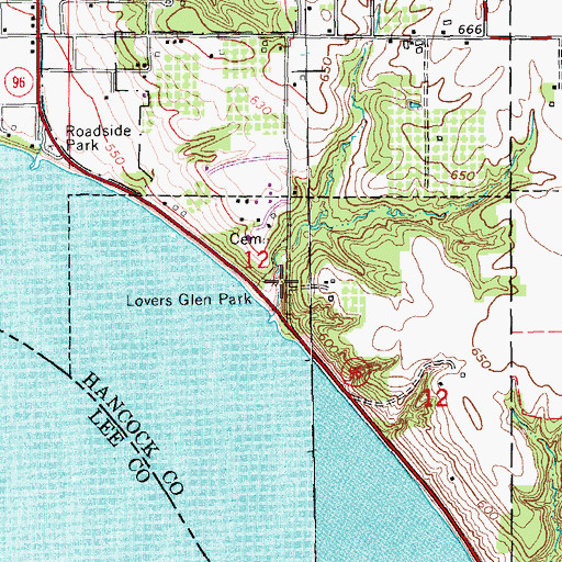 Topographic Map of Lovers Glen Park, IL