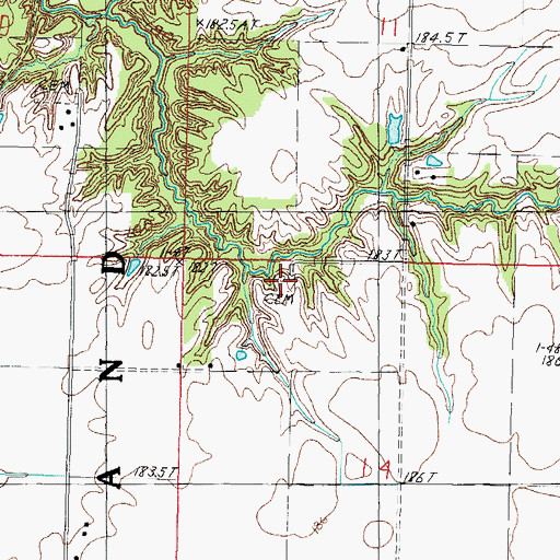 Topographic Map of Lovett Cemetery, IL