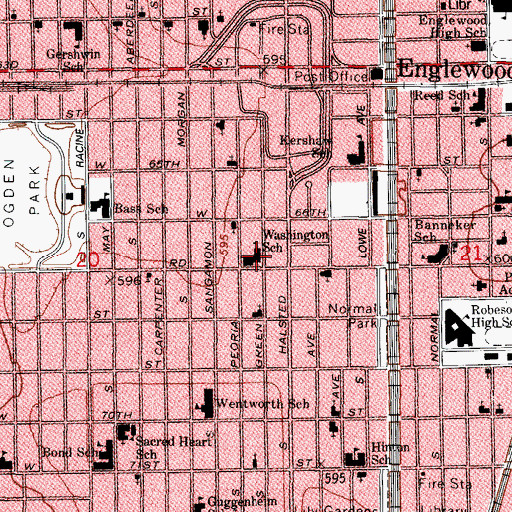 Topographic Map of Low School, IL