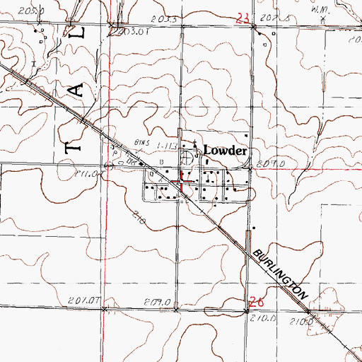 Topographic Map of Lowder, IL