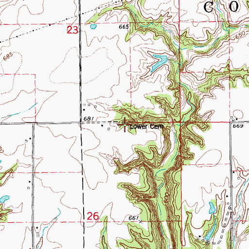 Topographic Map of Lower Cemetery, IL